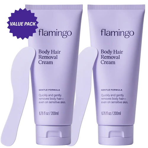 Flamingo 200ml Body Hair Removal Cream, Designed for Sensitive Skin, Unisex Gentle Formula, Smooth Results Last Up to 7 days, Body hair remover for women - Specification: 2 Pack (Up to 2 Months Supply)